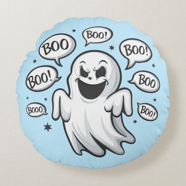 Cojín Redondo Gracioso Boo Ghost (Anverso)