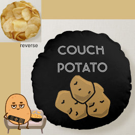 Cojín Redondo Gracioso "Couch Potato" + Chips de Papa Binge Mira