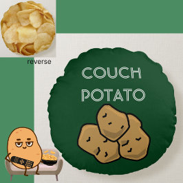 Cojín Redondo Gracioso "Couch Potato" + Chips de Papa Binge Mira