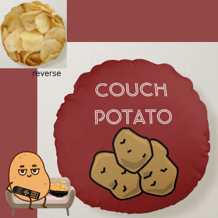 Cojín Redondo Gracioso "Couch Potato" + Chips de Papa Binge Mira