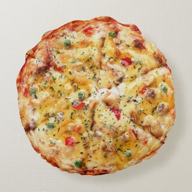 Cojín Redondo Gracioso Diseño De Pizza (Reverso)