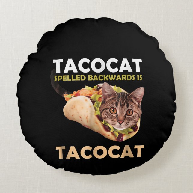 Cojín Redondo Gracioso gato de tacocat taco con tachuela hacia a (Anverso)