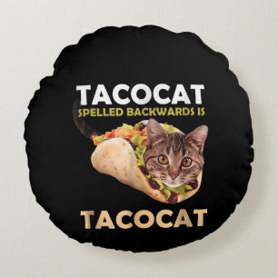 Cojín Redondo Gracioso gato tacocat taco barato tirado hacia atr