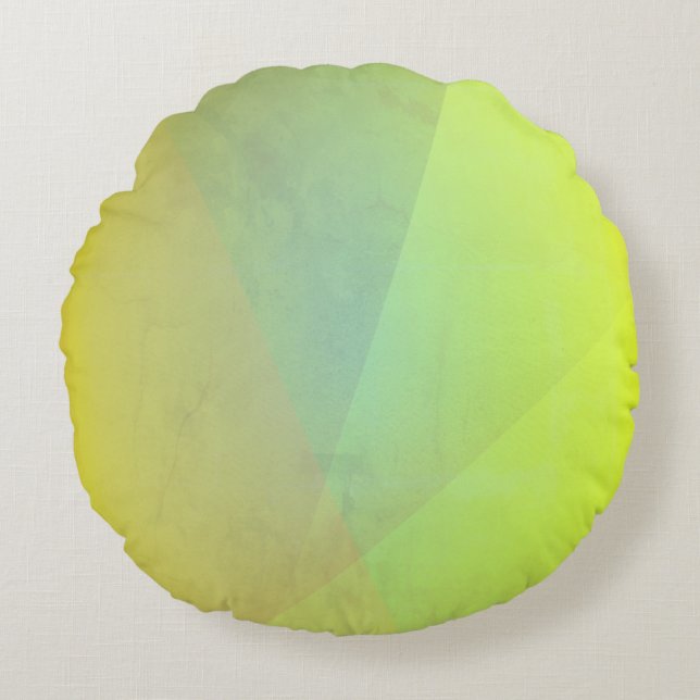 Cojín Redondo Gradación Geométrica Amarilla Moderna (Anverso)