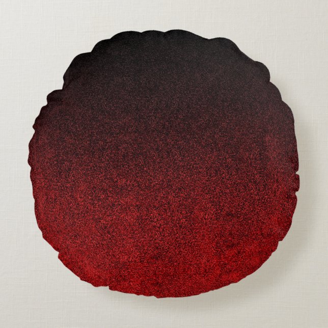 Cojín Redondo Gradiente de Purpurina rojo y negro (Anverso)