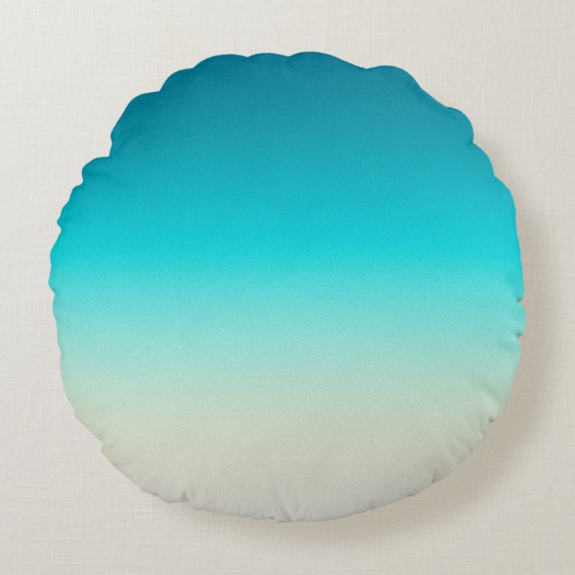 Cojín Redondo Gradiente Moderno de Azul a Aqua Ombre Athlet (Anverso)