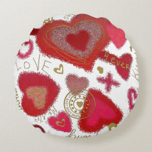 Cojín Redondo Graffiti Amor Ronda Adolescentes Pillow, Rosa