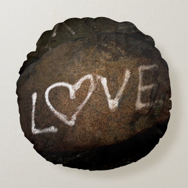 Cojín Redondo Graffiti de amor blanco (Anverso)