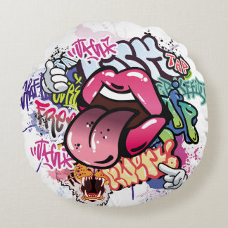 Cojín Redondo Graffiti ilustracion con letras de graffiti callej