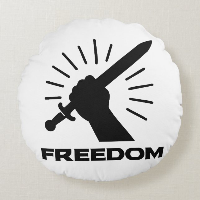 Cojín Redondo gráfico de espada de la libertad (Anverso)