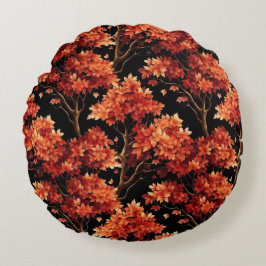 Cojín Redondo Gráfico de patrón sin foco del árbol de arce de ca