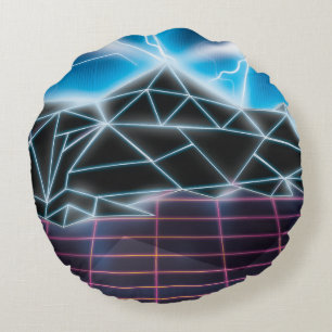 Cojín Redondo Gráfico de videojuegos de los años 1980 retro