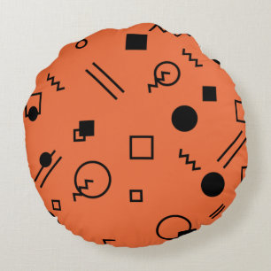 Cojín Redondo gráfico Memphis naranja, divertido, de moda y geom