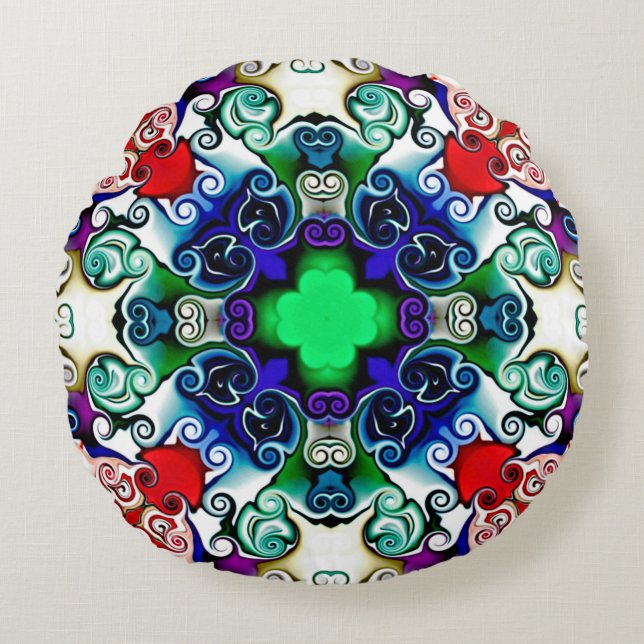 Cojín Redondo Gráficos informáticos. Ilustracion de un flujo abs (Anverso)