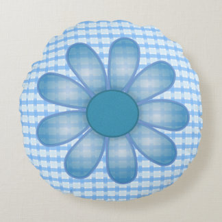 Cojín Redondo Gráficos Tornillo Flor Azul