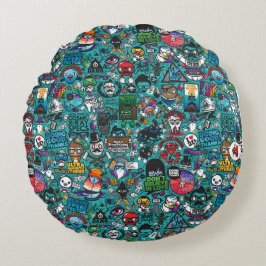 Cojín Redondo Grafiti de colores,