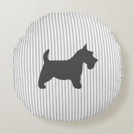 Cojín Redondo Grafito Terrier en franjas grises