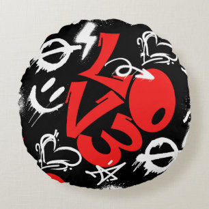 Cojín Redondo grafitti LOVE B. Black BG