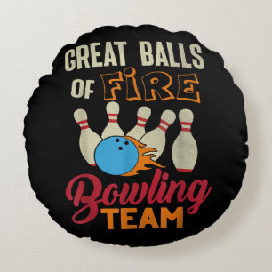 Cojín Redondo Gran Balls Fire Bowling Team Shirt Funny Vintage