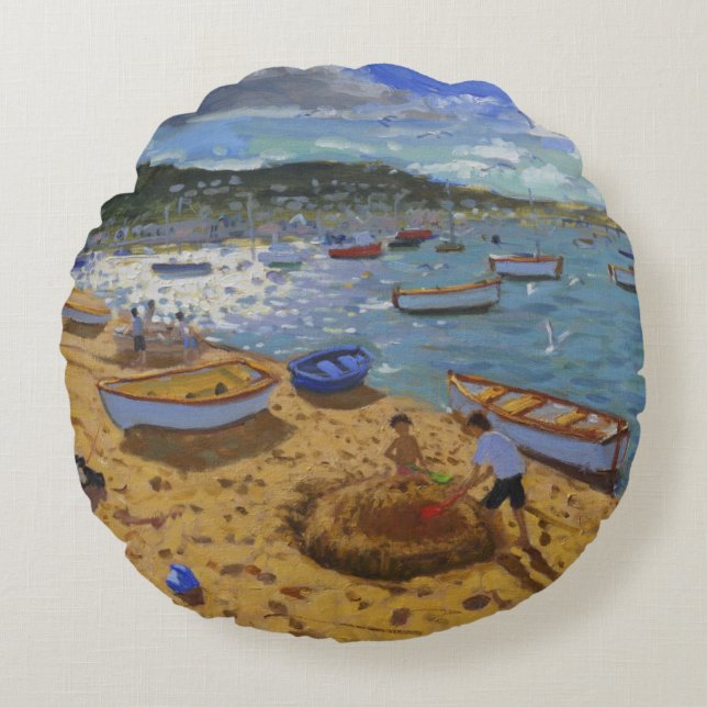 Cojín Redondo Gran castillo de arena Teignmouth 2013 (Anverso)