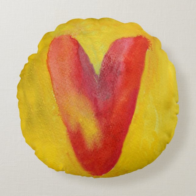 Cojín Redondo Gran corazón rojo (Anverso)