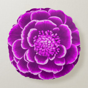 Cojín Redondo Gran Flor de Dalia Púrpura  