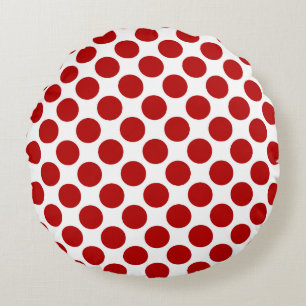 Cojín Redondo Gran punto retro - rojo y blanco