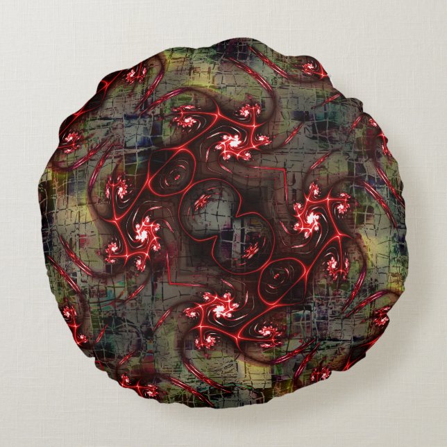Cojín Redondo Gran relación de fractal extraño sobre imagen enve (Reverso)