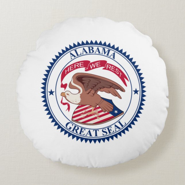Cojín Redondo Gran Sello de Alabama 1868 (Anverso)