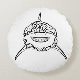 Cojín Redondo Gran tiburón blanco y negro tribal
