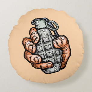 Cojín Redondo Granada De Mano Al Estilo De Los Comics