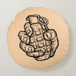 Cojín Redondo Granada De Mano Al Estilo De Los Comics
