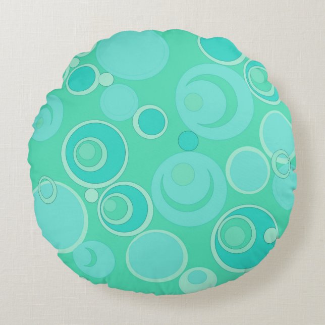 Cojín Redondo Grandes burbujas de burbujas en todas partes Verde (Anverso)