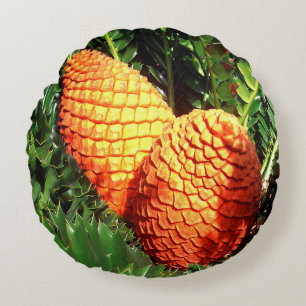 Cojín Redondo Grandes Pods Naranjas de semillas africanas de con