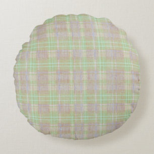 Cojín Redondo Granja Casa Neutral Plaid de Salvia