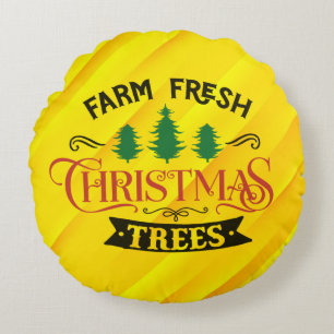 Cojín Redondo Granja Fresco Árboles de Navidad Diseño-54394