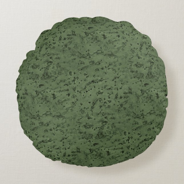 Cojín Redondo Grano de madera de color verde sabio (Anverso)