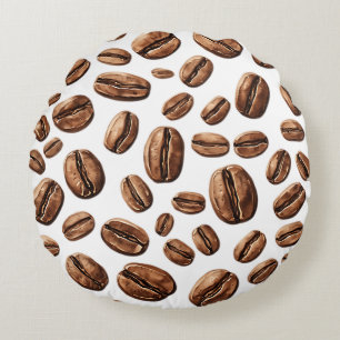 Cojín Redondo Granos De Café Por Todas Partes