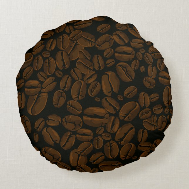 Cojín Redondo Granos de Café Tostados (Reverso)