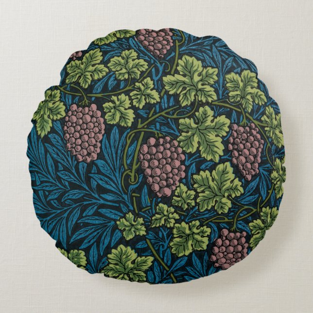 Cojín Redondo  Grapevines with clusters of pink grapes  (Anverso)