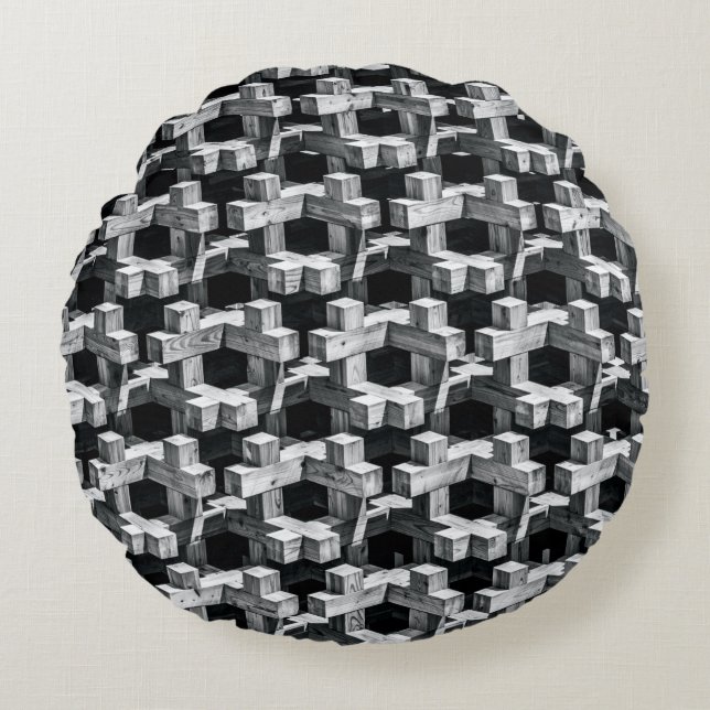 Cojín Redondo Gray and black cross (Anverso)