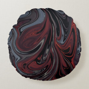 Cojín Redondo Gray and red abstract painting