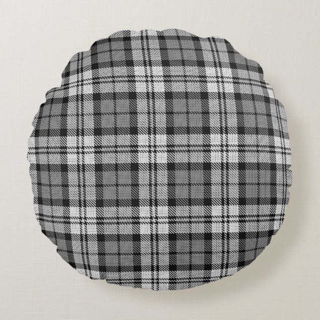 Cojín Redondo Gray Blackwatch Tartan Plaid Design (Anverso)