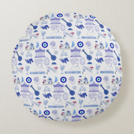 Cojín Redondo Greece Blue and White