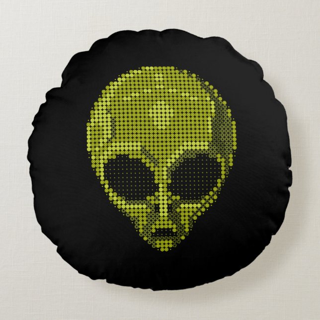 Cojín Redondo Green Alien Head (Anverso)