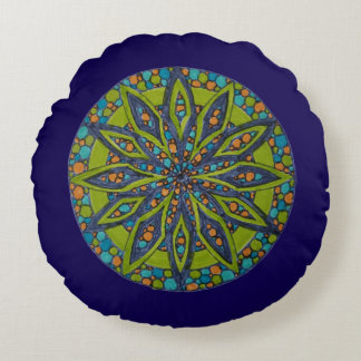 Cojín Redondo Green/Blue Starburst Mandala Round Throw Pillow