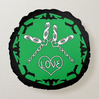 Cojín Redondo Green Heart Chakra "Love" Dragonfly Design