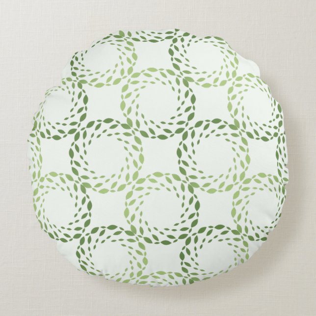 Cojín Redondo Green Leaves Circular Pattern Design Round Pillow (Anverso)