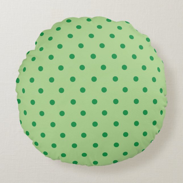 Cojín Redondo Green Polka Dots Round Pillow (Anverso)