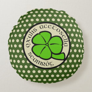 Cojín Redondo Green Shamrock Saint Patrick's Day Floral Art
